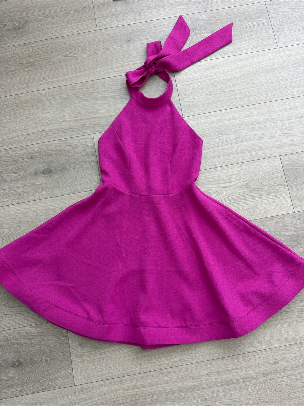 Girls' Halter Skater Dress in Bright Magenta